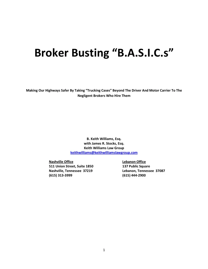 broker busting b a s i c s