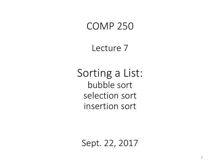 sorting a list