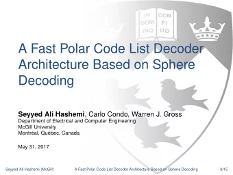 A Fast Polar Code List Decoder  Architecture Based on Sphere  Decoding Seyyed Ali Hashemi , Carlo