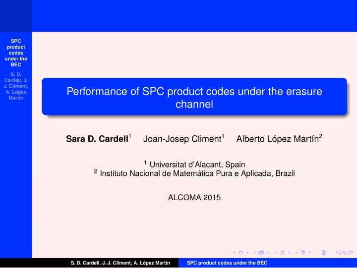 performance of spc product codes under the erasure