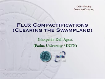 Flux Compactifications  (Clearing the Swampland)  Gianguido DallAgata  (Padua University / INFN)
