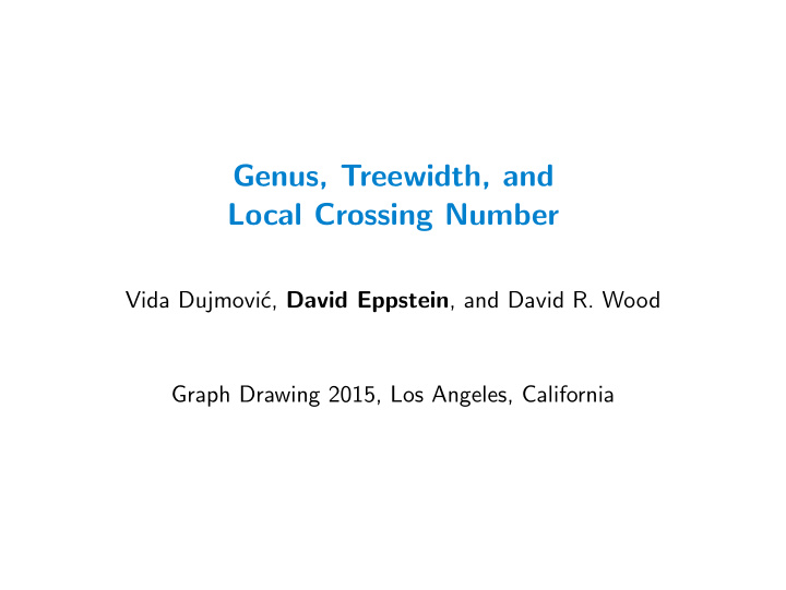 genus treewidth and local crossing number