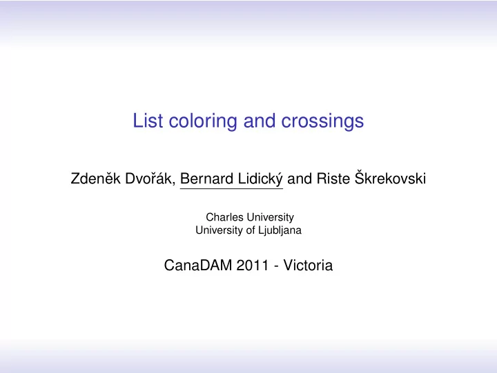 list coloring and crossings