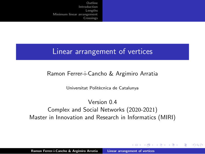 linear arrangement of vertices