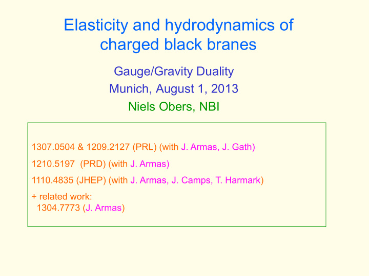 elasticity and hydrodynamics of