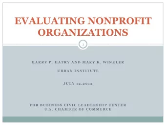 ORGANIZATIONS  1  H A R R Y  P .  H A T R Y  A N D  M A R Y  K .  W I N K L E R  U R B A N  I N S T