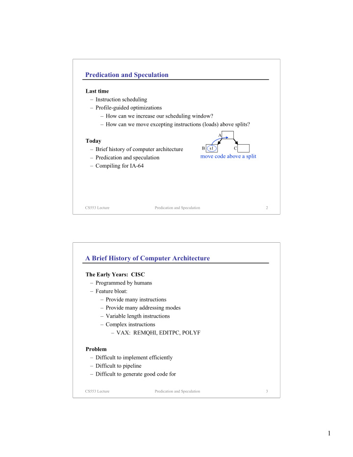 predication and speculation