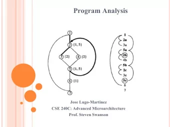Program Analysis  Jose Lugo-Martinez  CSE 240C: Advanced Microarchitecture  Prof. Steven Swanson