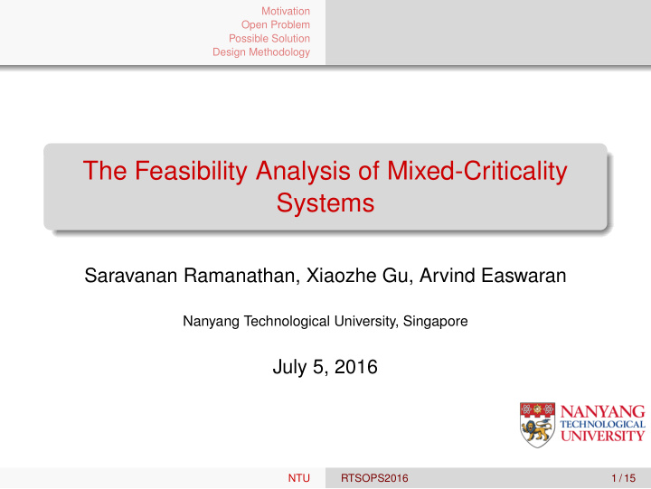 the feasibility analysis of mixed criticality systems