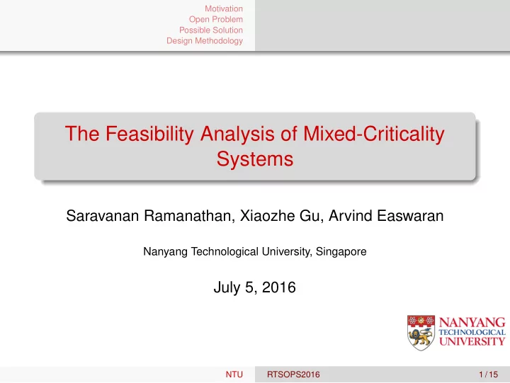 the feasibility analysis of mixed criticality systems