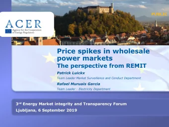 power markets  The perspective from REMIT  Patrick Luickx  Team Leader Market Surveillance and