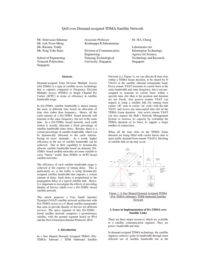 qos over demand assigned tdma satellite network