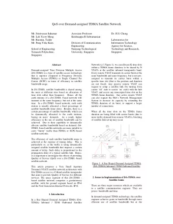 QoS over Demand-assigned TDMA Satellite Network  Mr. Srinivasan Sukumar  Associate Professor  Dr.