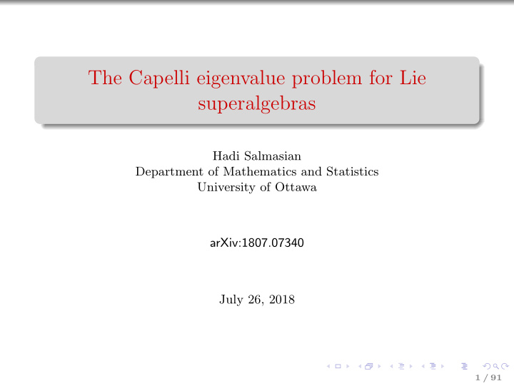 the capelli eigenvalue problem for lie superalgebras