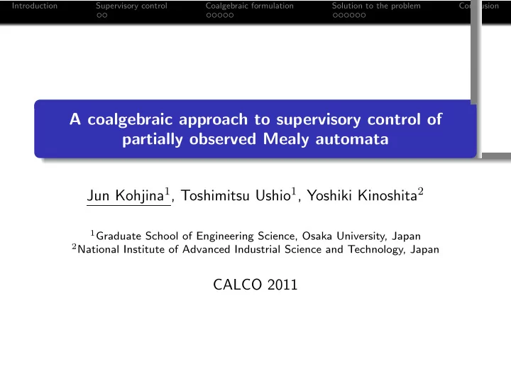 a coalgebraic approach to supervisory control of