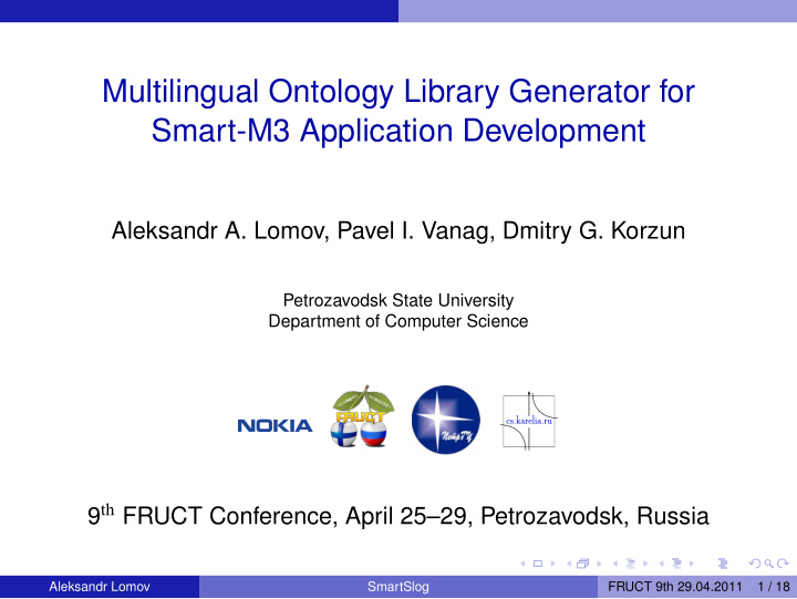 multilingual ontology library generator for smart m3