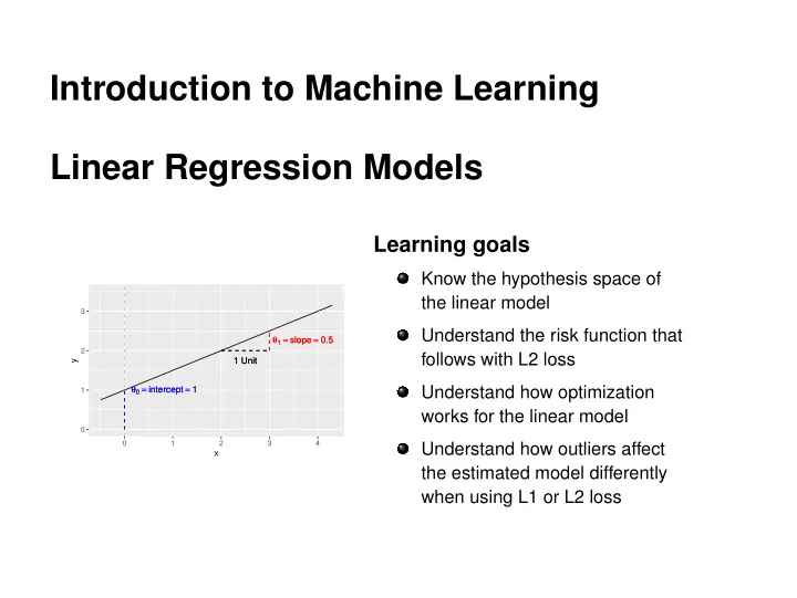introduction to machine learning linear regression models