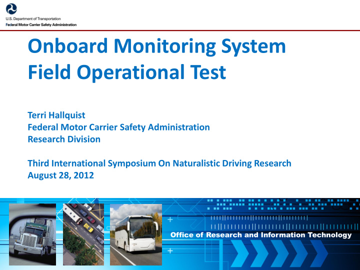 onboard monitoring system field operational test