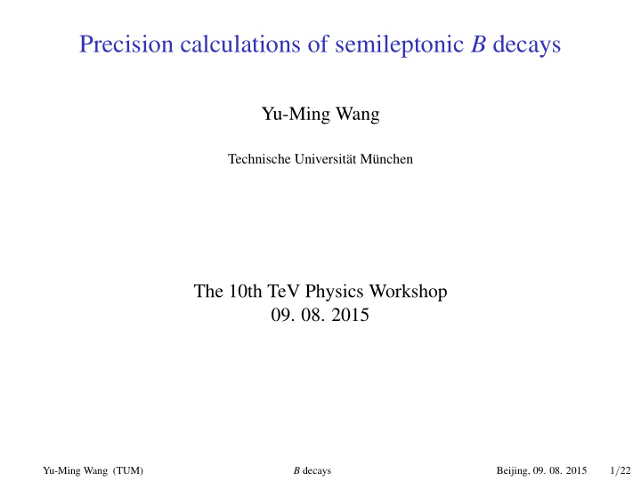 precision calculations of semileptonic b decays