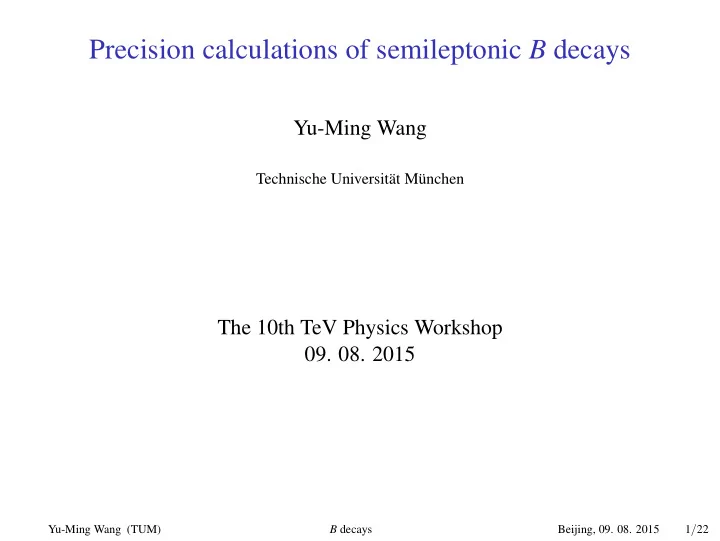 precision calculations of semileptonic b decays