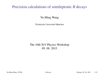 Precision calculations of semileptonic B decays  Yu-Ming Wang  Technische Universitt Mnchen