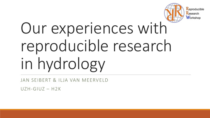 reproducible research in hydrology