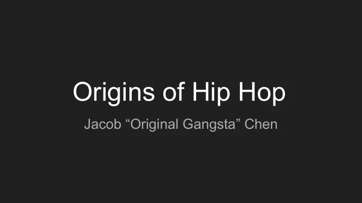 origins of hip hop
