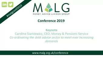 Conference 2019  Keynote  Caroline Siarkiewicz, CEO, Money &amp; Pensions Service  Co-ordinating
