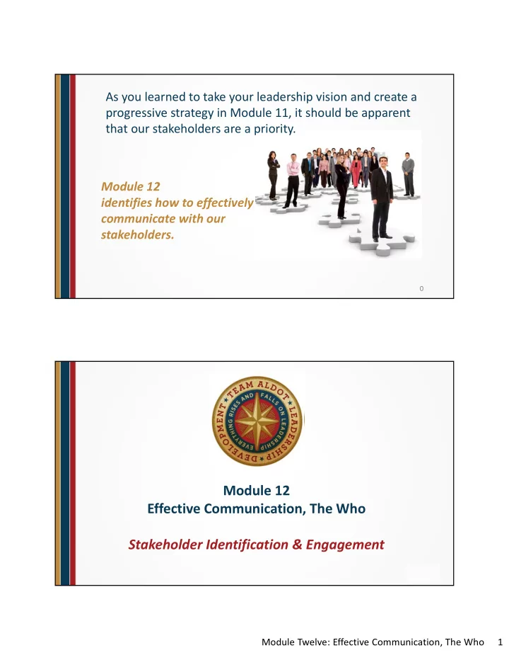 module 12 effective communication the who stakeholder