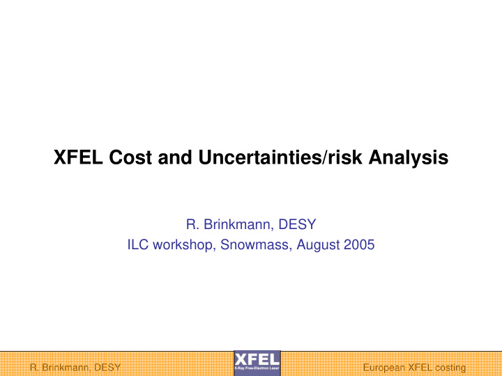 xfel cost and uncertainties risk analysis