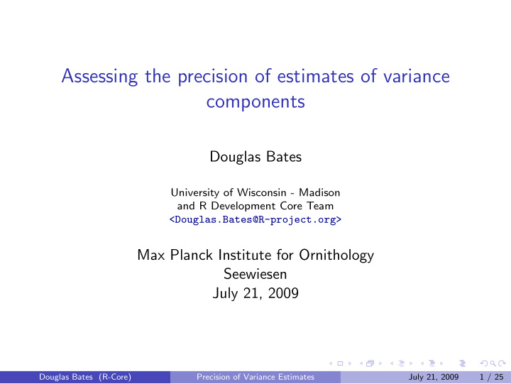 assessing the precision of estimates of variance