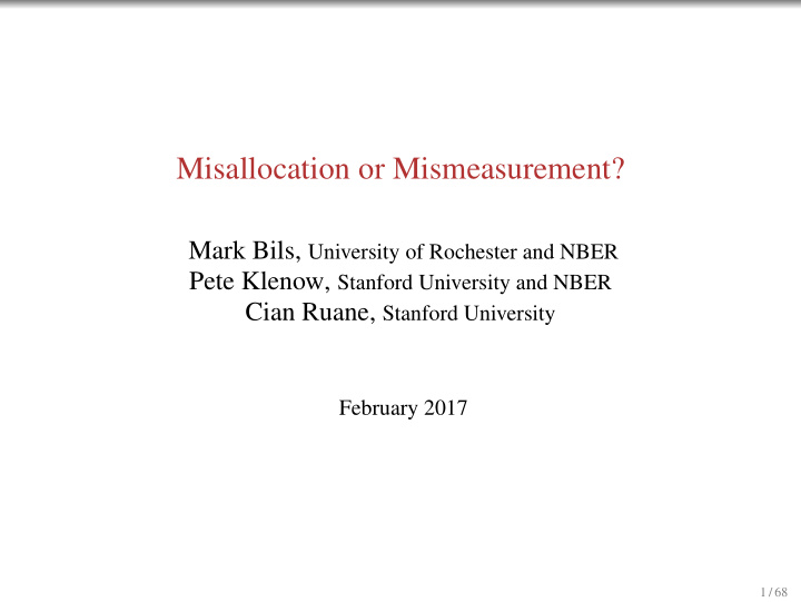 misallocation or mismeasurement