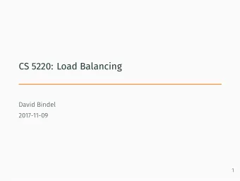 CS 5220: Load Balancing  David Bindel  2017-11-09  1  Inefficiencies in parallel code  Poor single