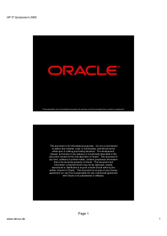Page 1  www.decus.de  1  HP IT-Symposium 2006  Automatic Failover  across sites with  Data Guard