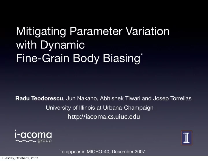 mitigating parameter variation with dynamic