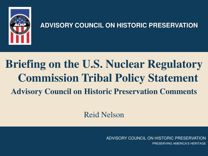 briefing on the u s nuclear regulatory commission tribal