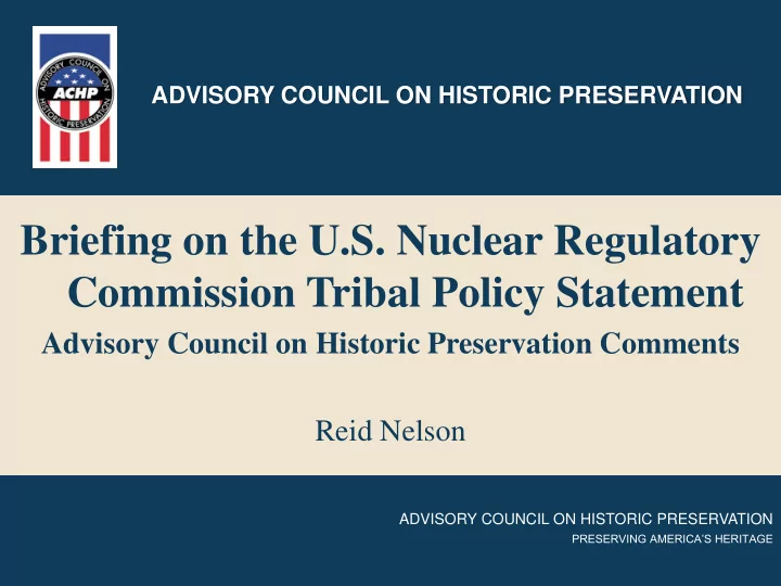 briefing on the u s nuclear regulatory commission tribal