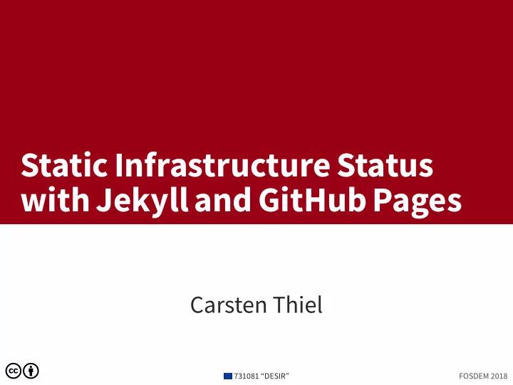 staticinfrastructurestatus withjekyllandgithubpages