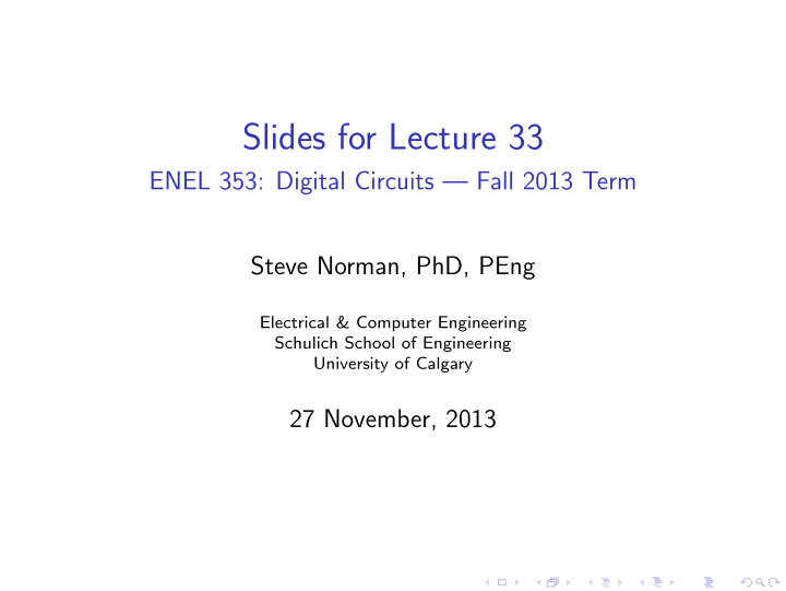 slides for lecture 33