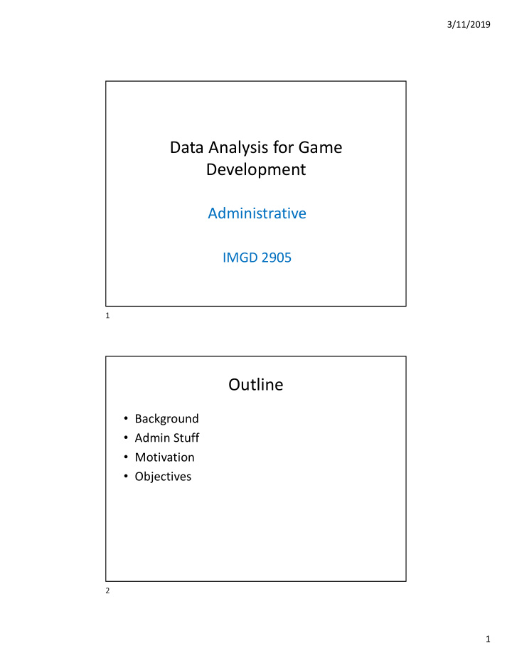 data analysis for game development