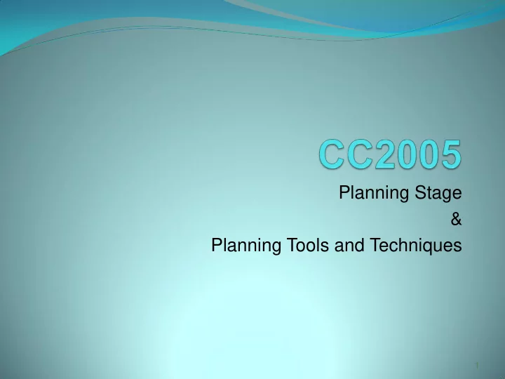 planning tools and techniques