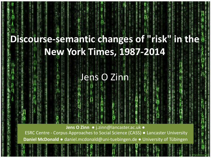 discourse semantic changes of quot risk quot in the new