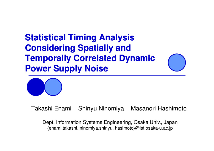 statistical timing analysis statistical timing analysis g