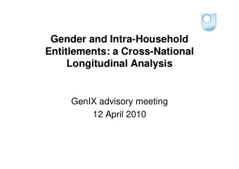 Gender and Intra-Household  Entitlements: a Cross-National  Longitudinal Analysis  Longitudinal
