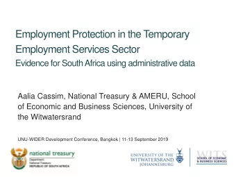 Employment Protection in the T  emporary  Employment Services Sector  Evidence for South Africa
