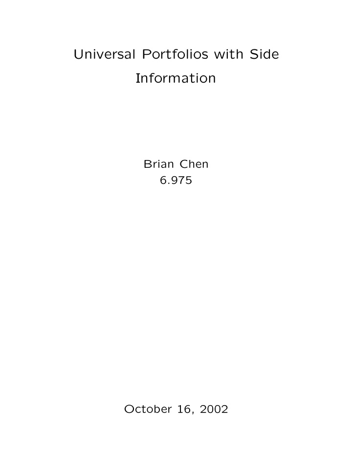 universal portfolios with side information
