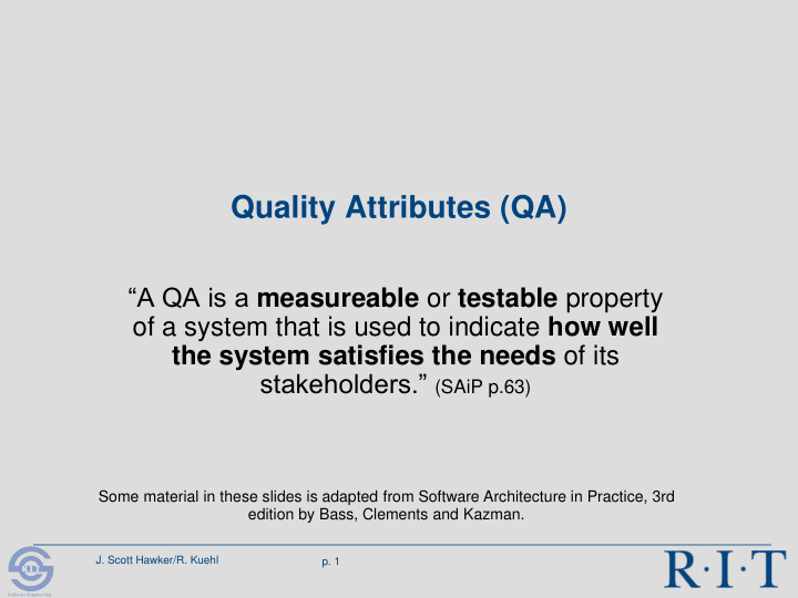 quality attributes qa