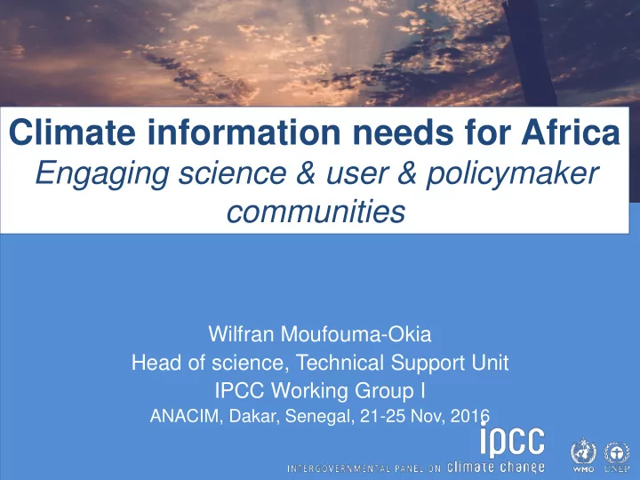climate information needs for africa