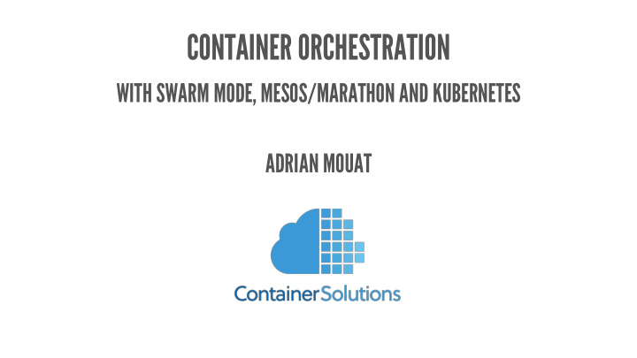 container orchestration