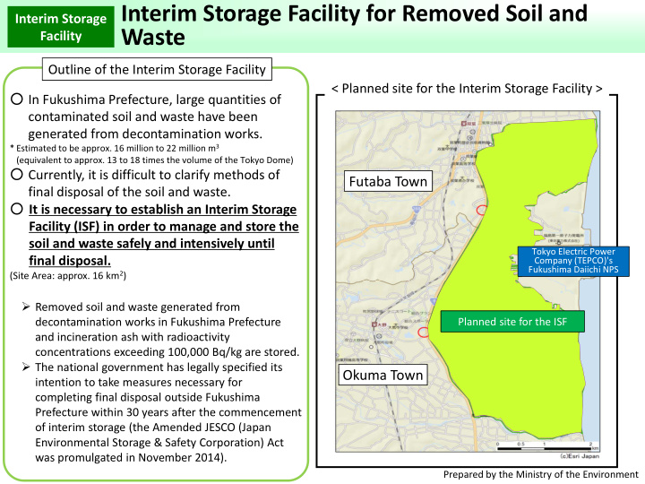 interim storage facility for removed soil and